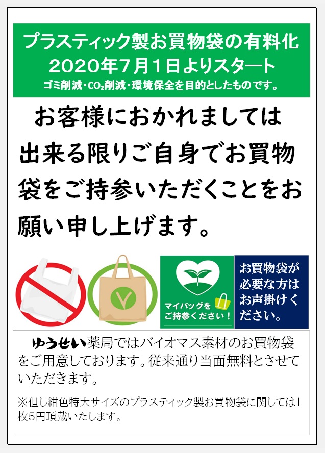 プラスチック製お買物袋の有料化がスタートします！
