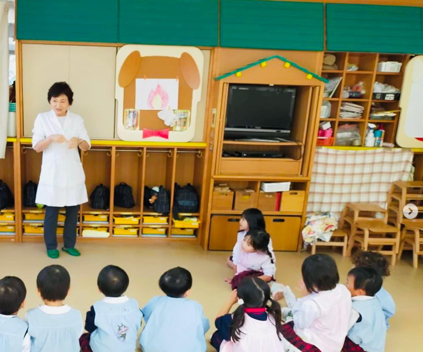 認定こども園光の園幼稚園での手洗い指導